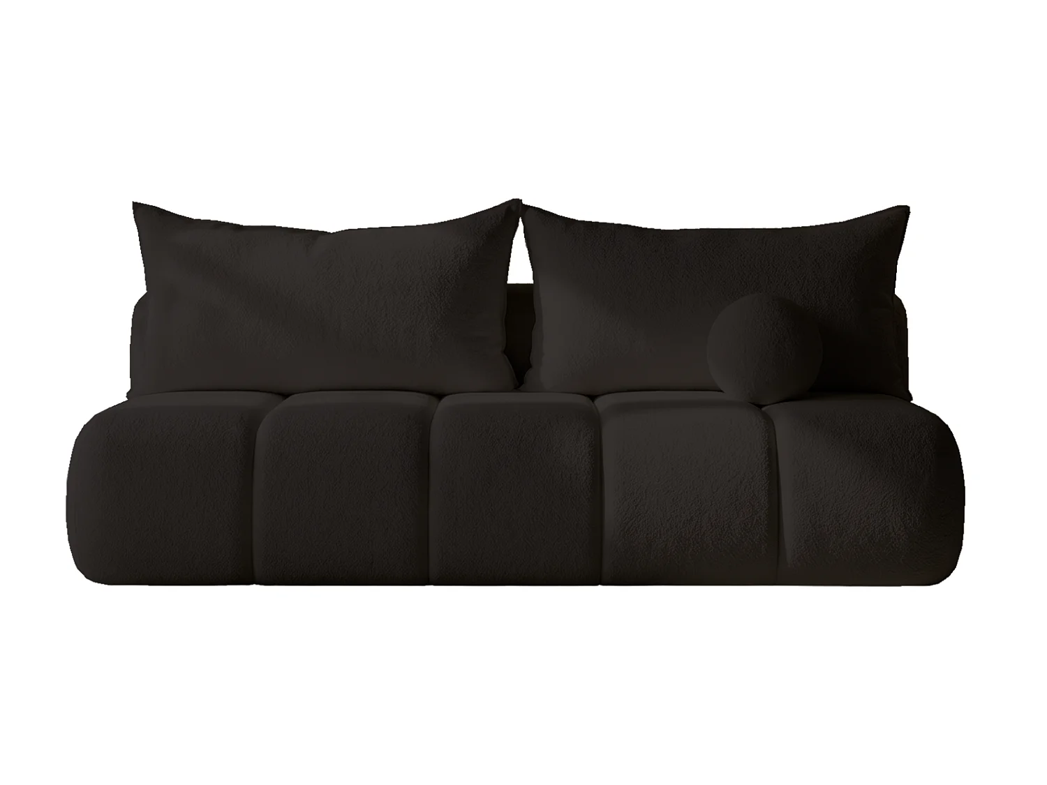 BESILIO Canapé arrondi convertible Glomi – tissu bouclé, canapé avec fonction lit – Noir