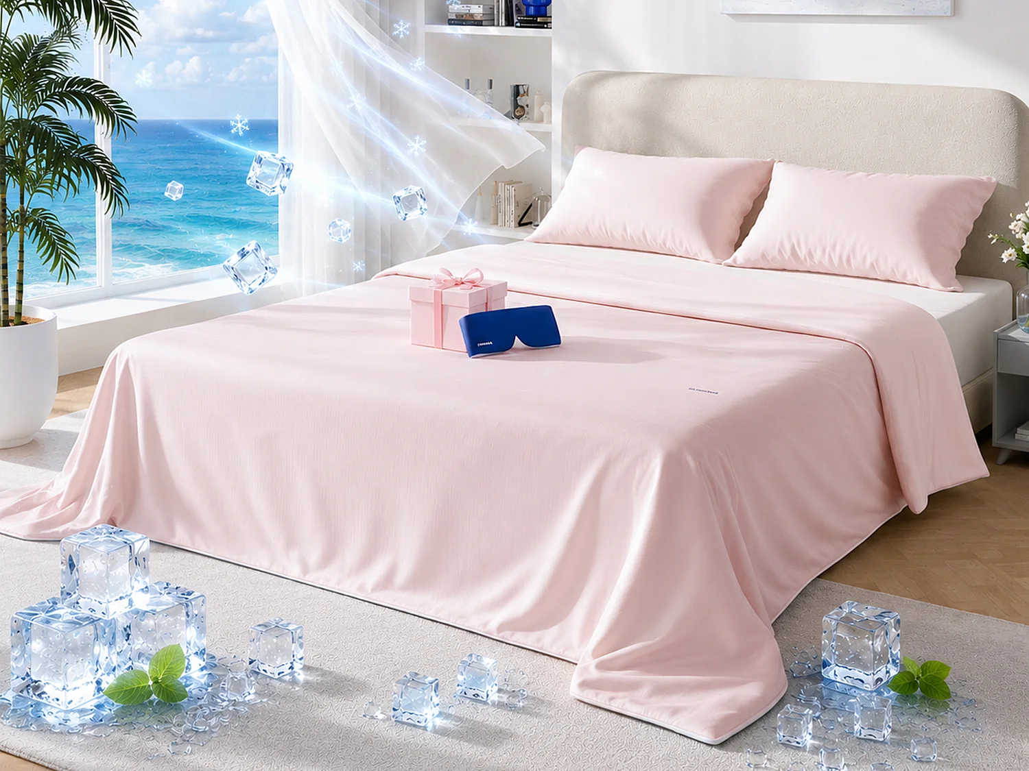 CHICASA Edredón ligero con tecnología refrescante, 140 × 200 cm, antibacteriano y lavable, color rosa