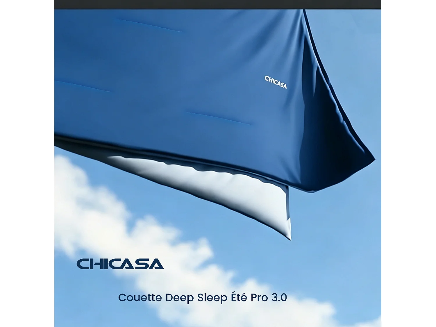 CHICASA Couette légère à technologie rafraîchissante, 155×220 cm, antibactérienne et lavable, couleur bleu