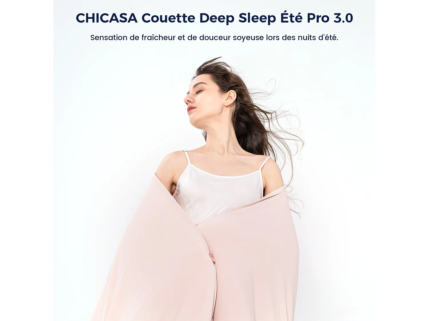 CHICASA Couette légère à technologie rafraîchissante, 200×200 cm, antibactérienne et lavable, couleur rose
