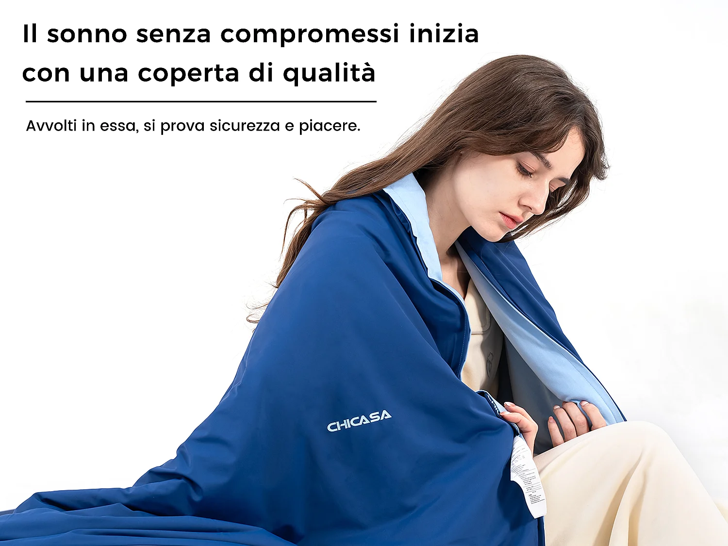 CHICASA Piumino leggero con tecnologia rinfrescante, 135 × 200 cm, antibatterico e lavabile, colore blu
