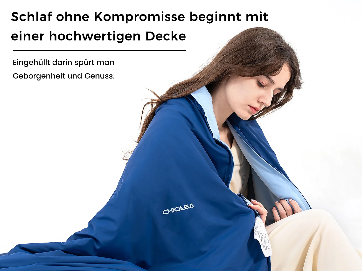 CHICASA Leichte Sommerdecke mit kühlender Technologie, 200 × 220 cm, antibakteriell und waschbar, Blau
