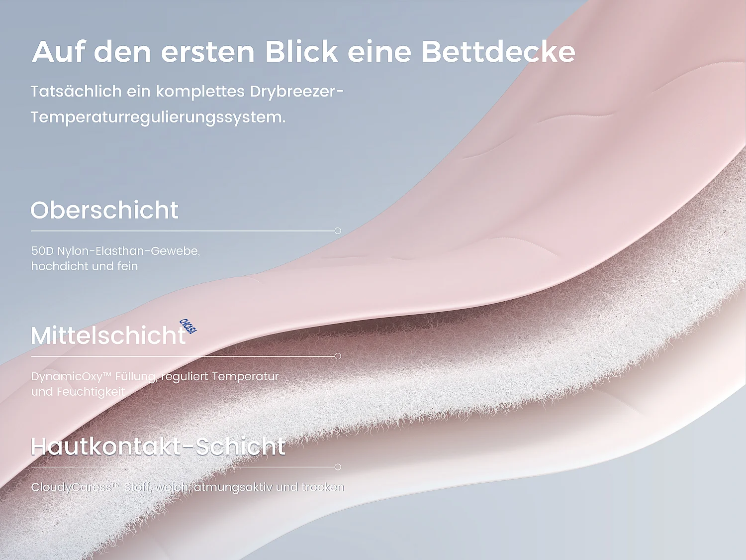 CHICASA Leichte Sommerdecke mit kühlender Technologie, 200 × 200 cm, antibakteriell und waschbar, Rosa