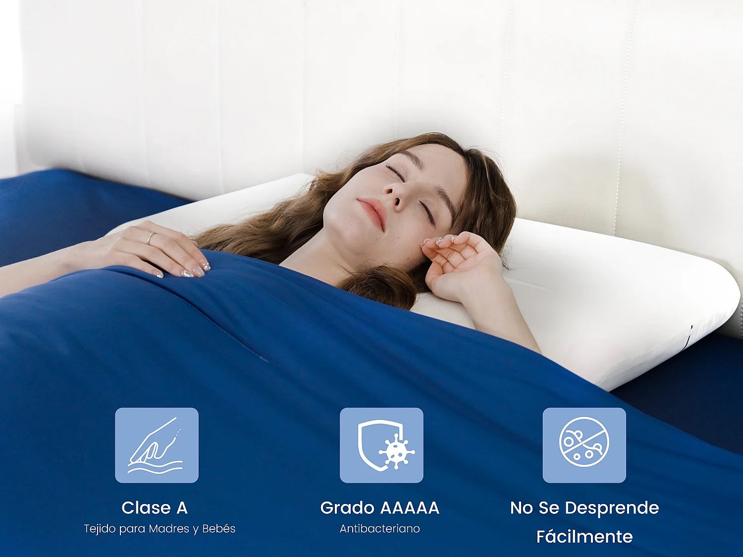 CHICASA Edredón ligero con tecnología refrescante, 155 × 220 cm, antibacteriano y lavable, color azul