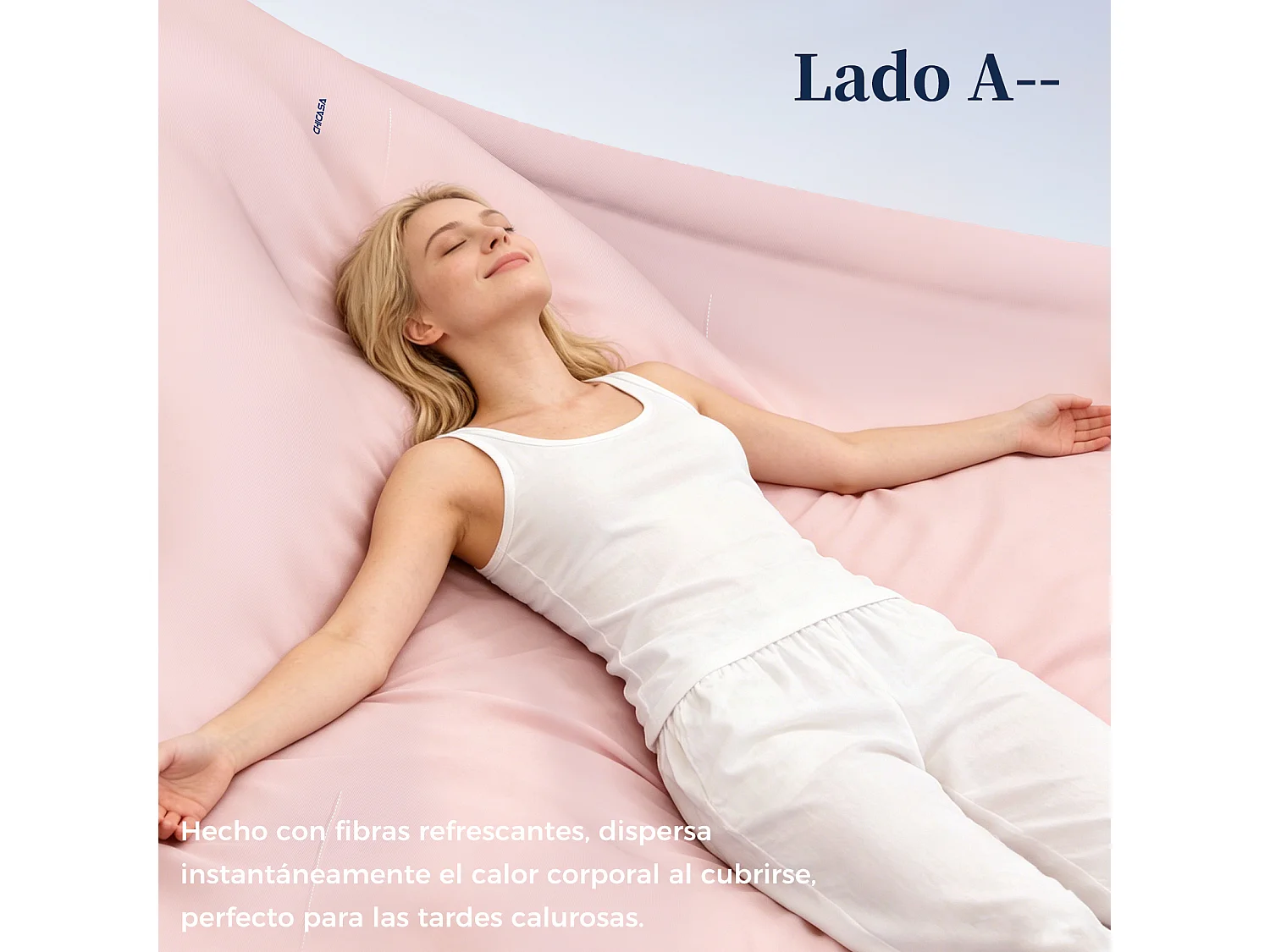 CHICASA Edredón ligero con tecnología refrescante, 200 × 200 cm, antibacteriano y lavable, color rosa