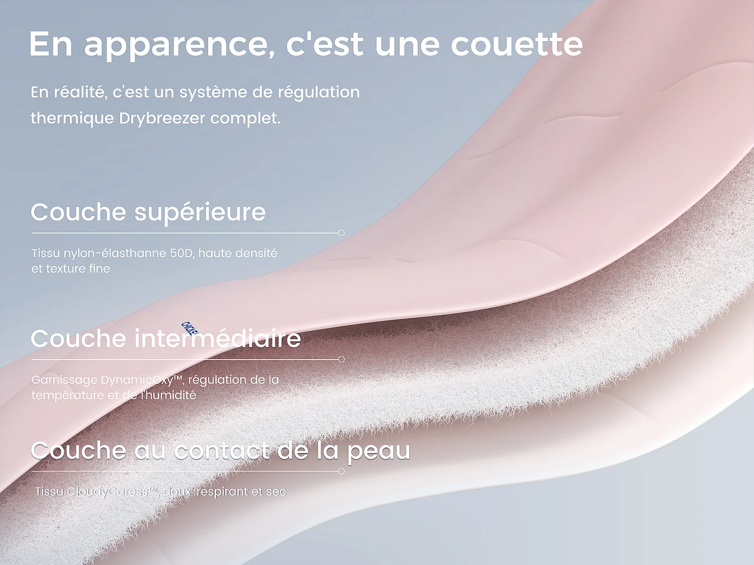 CHICASA Couette légère à technologie rafraîchissante, 135×200 cm, antibactérienne et lavable, couleur rose