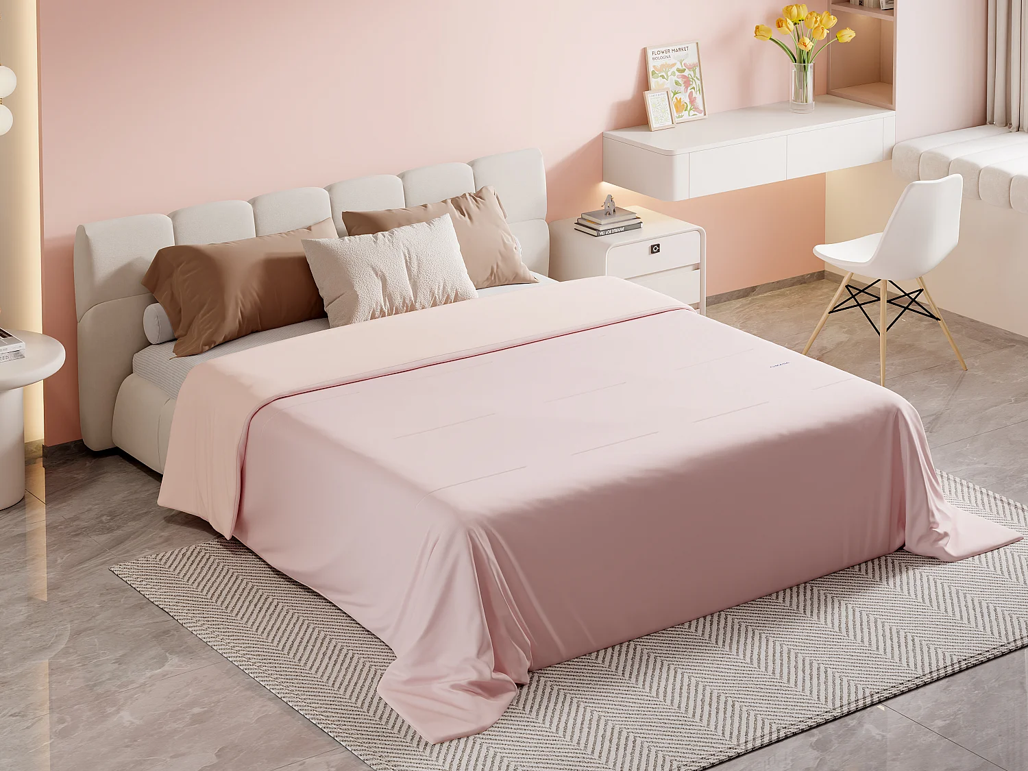 CHICASA Leichte Sommerdecke mit kühlender Technologie, 135 × 200 cm, antibakteriell und waschbar, Rosa