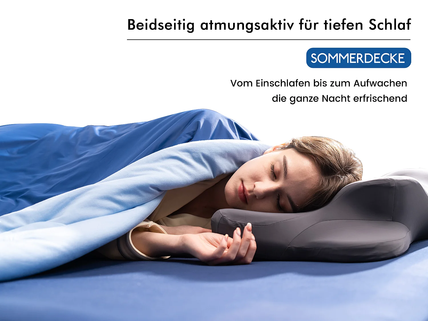 CHICASA Leichte Sommerdecke mit kühlender Technologie, 155 × 220 cm, antibakteriell und waschbar, Blau