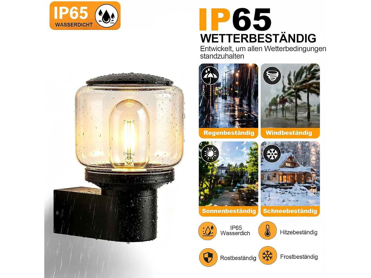 NETTLIFE LED Wandleuchte für Innen und Außen IP65, Leuchte E27 Max. 40W für Garten, Terrasse, Balkon, Fassade, Zimmer (Ohne Leuchtmittel)