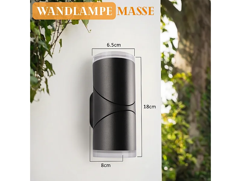 NETTLIFE LED Außenwandleuchte IP65 Up Down 10W 3000K Warmweiß, Außenleuchte für Garten, Terrasse, Fassade, Balkon, Treppe