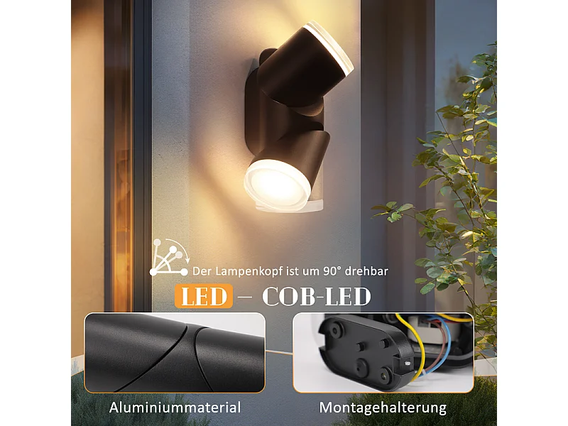 NETTLIFE LED Außenwandleuchte IP65 Up Down 10W 3000K Warmweiß, Außenleuchte für Garten, Terrasse, Fassade, Balkon, Treppe
