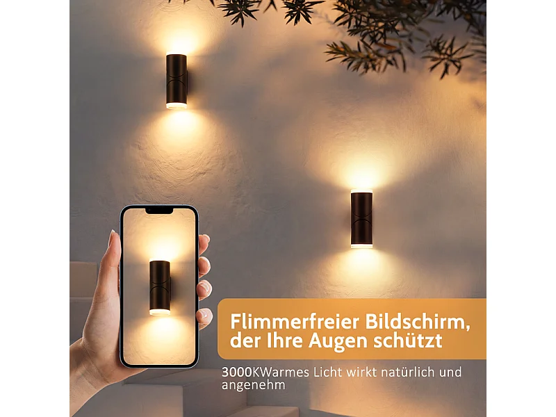 NETTLIFE LED Außenwandleuchte IP65 Up Down 10W 3000K Warmweiß, Außenleuchte für Garten, Terrasse, Fassade, Balkon, Treppe