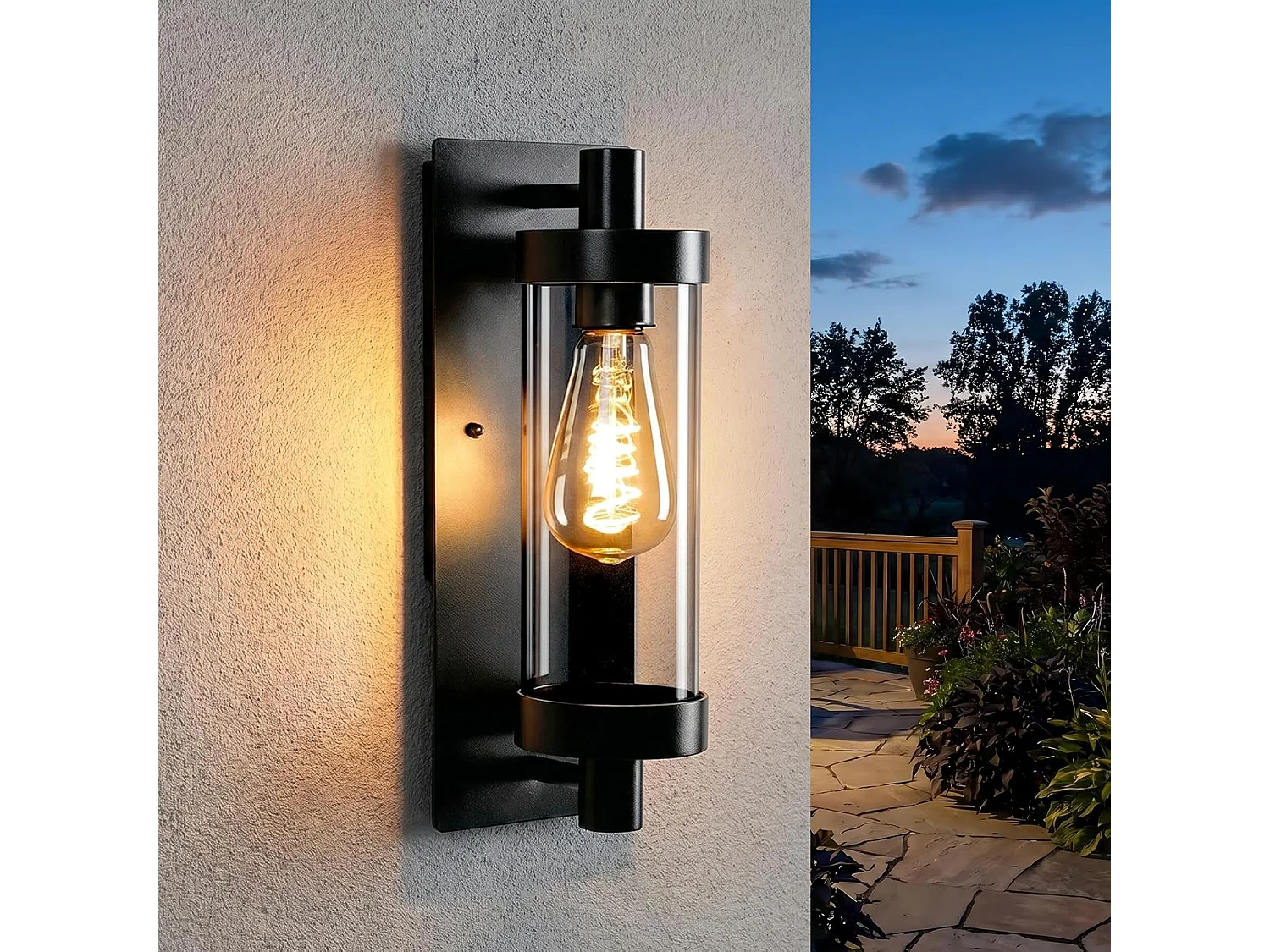 NETTLIFE Vintage Außenwandleuchte E27, Schwarze Gartenleuchte IP65, Retro Fassadenlampe für Terrasse und Balkon Max. 40W (Ohne Leuchtmittel)