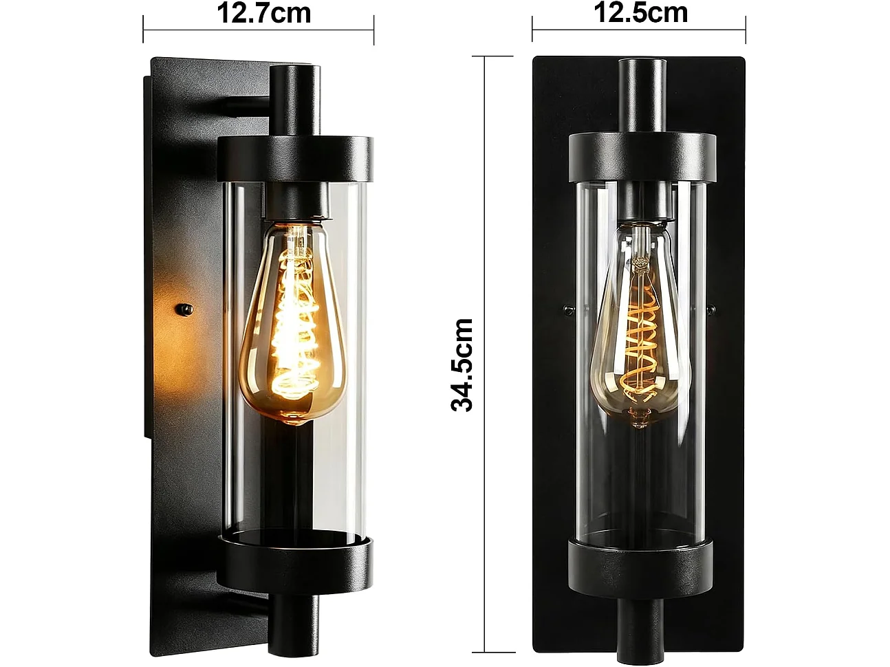 NETTLIFE Vintage Außenwandleuchte E27, Schwarze Gartenleuchte IP65, Retro Fassadenlampe für Terrasse und Balkon Max. 40W (Ohne Leuchtmittel)
