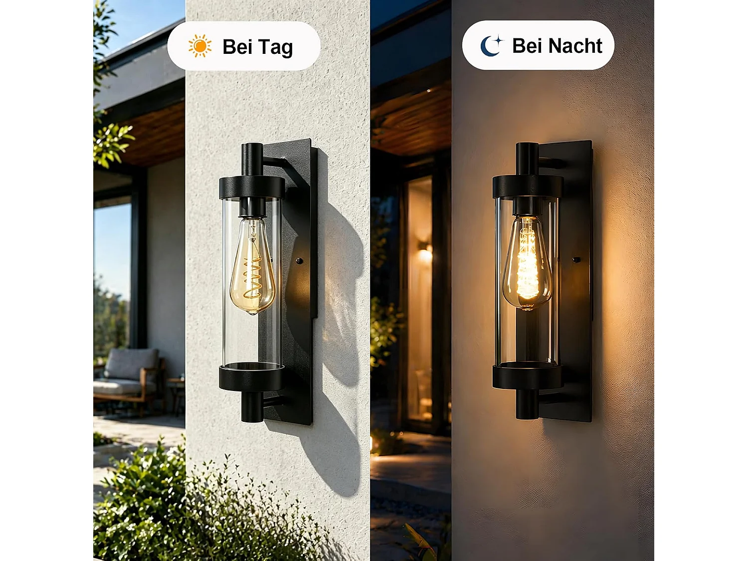 NETTLIFE Vintage Außenwandleuchte E27, Schwarze Gartenleuchte IP65, Retro Fassadenlampe für Terrasse und Balkon Max. 40W (Ohne Leuchtmittel)