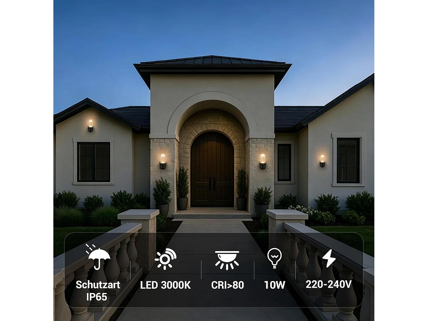 Nettlife LED Wandleuchte Außen/Innen Schwarz IP65 Wasserdicht, 10W 3000K Warmweiß, Leuchte für Terrasse, Fassade, Treppe, Flur