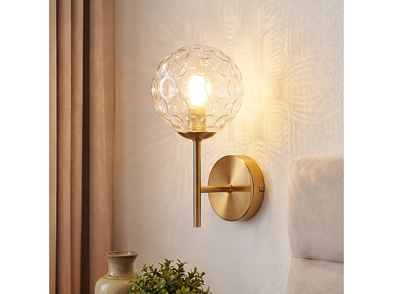 NETTLIFE Wandleuchte Gold mit Glaskugel G9 Wohnzimmer Flur Metall Modern Ø24CM Vintage - Ohne Leuchtmittel