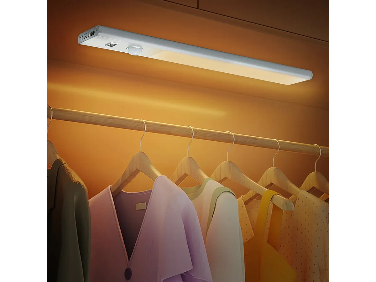 NETTLIFE Réglette LED Cuisine avec Détecteur de Mouvement PIR & Capteur Manuel, Rechargeable, 6000K Blanc Froid, Magnétique sans Fil pour Escalier