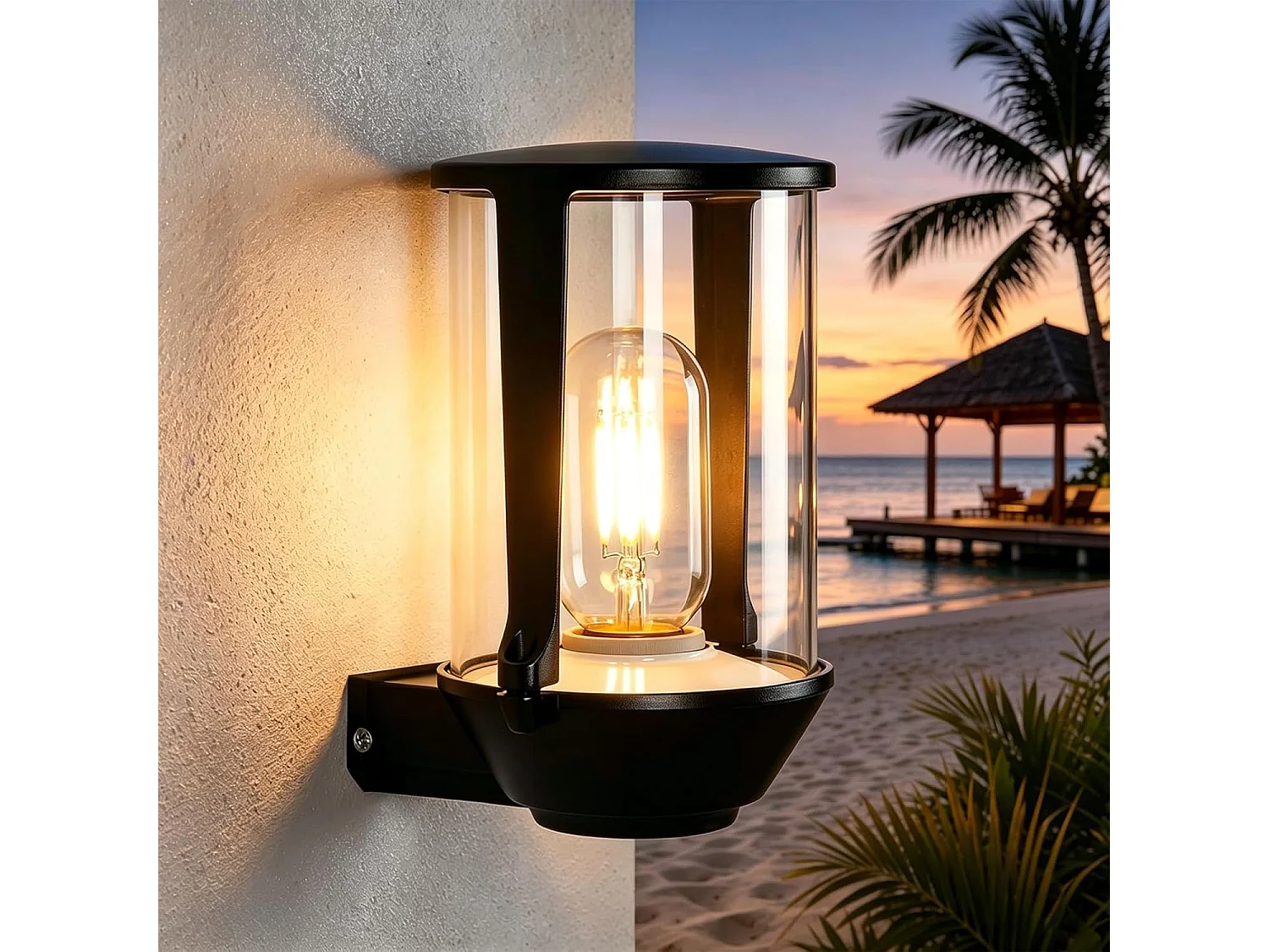 NETTLIFE LED Außenleuchte IP65 E27 Schwarz, Wasserdichte Leuchte für Hausfassade, Garten, Balkon, Terrasse, Max. 40W (Ohne Leuchtmittel)
