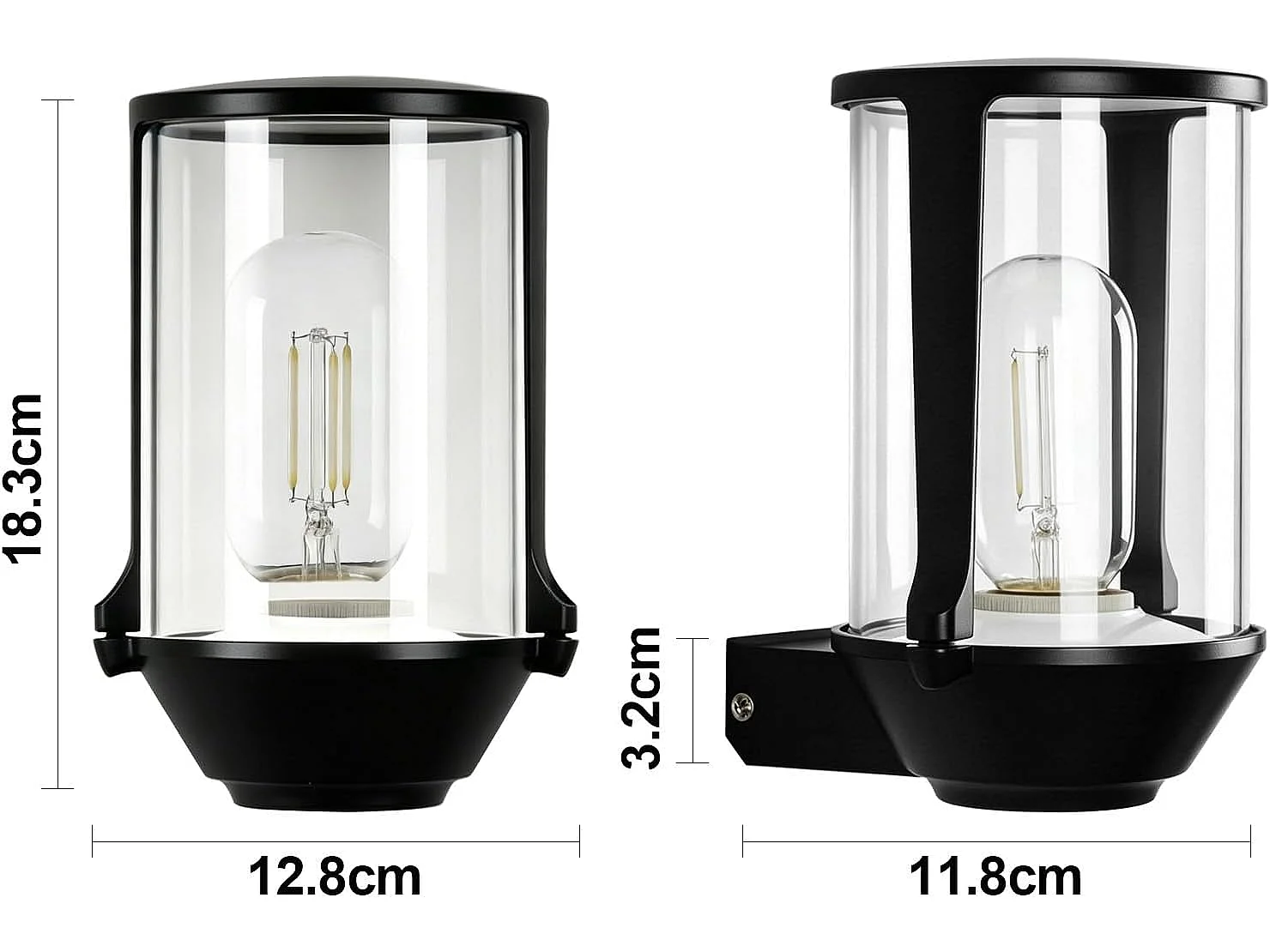 NETTLIFE LED Außenleuchte IP65 E27 Schwarz, Wasserdichte Leuchte für Hausfassade, Garten, Balkon, Terrasse, Max. 40W (Ohne Leuchtmittel)