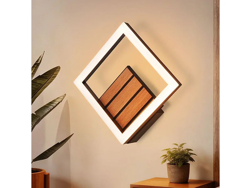 Nettlife applique murale LED, 17cm, 3000K, 7W, lumière indirecte, bois, pour couloir/chambre, classe F