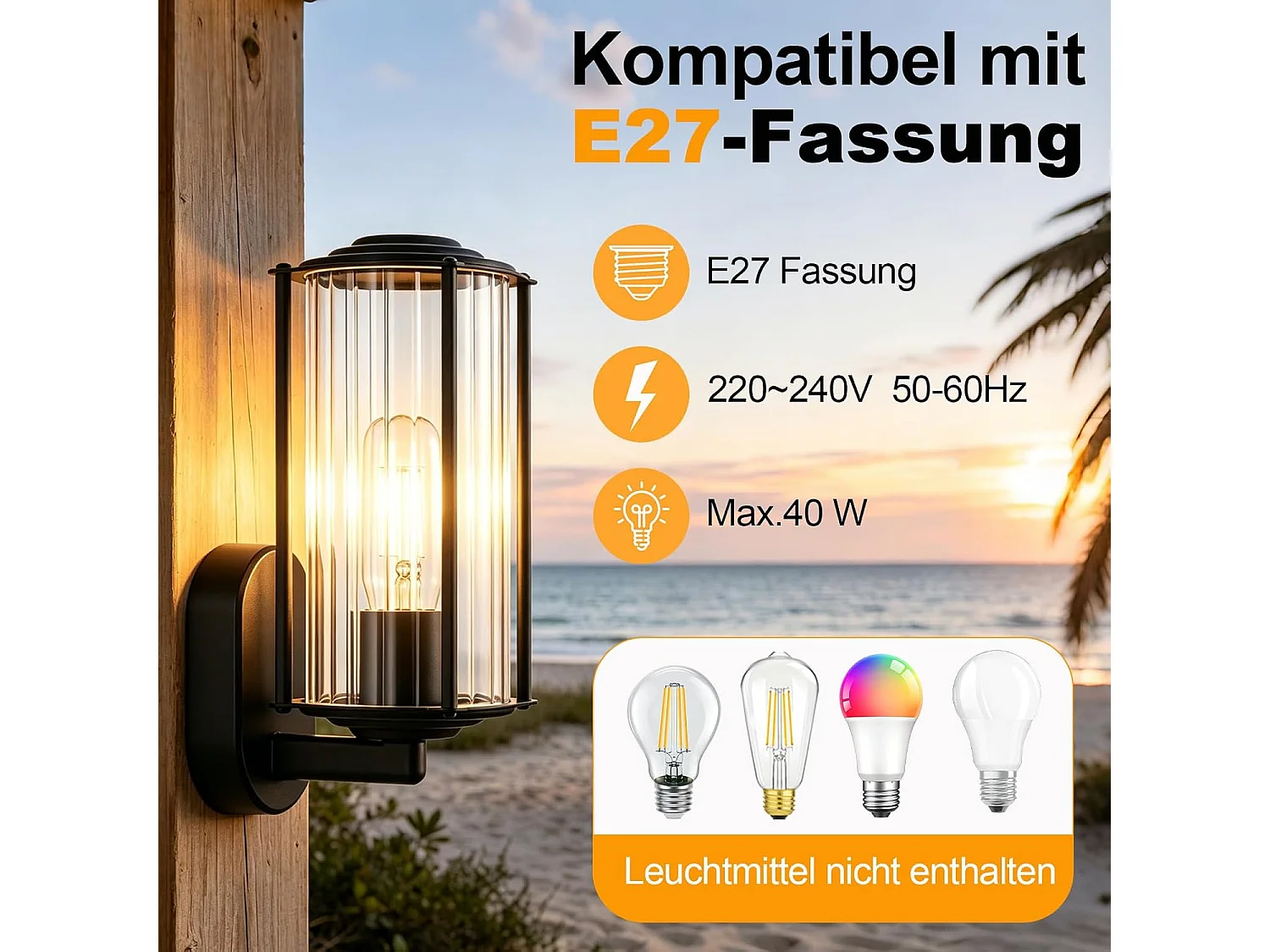 NETTLIFE LED Wandleuchte Außen IP65 E27 Schwarz, Wasserdichte Leuchte für Hausfassade, Garten, Balkon, Terrasse, Max. 40W (Ohne Leuchtmittel)