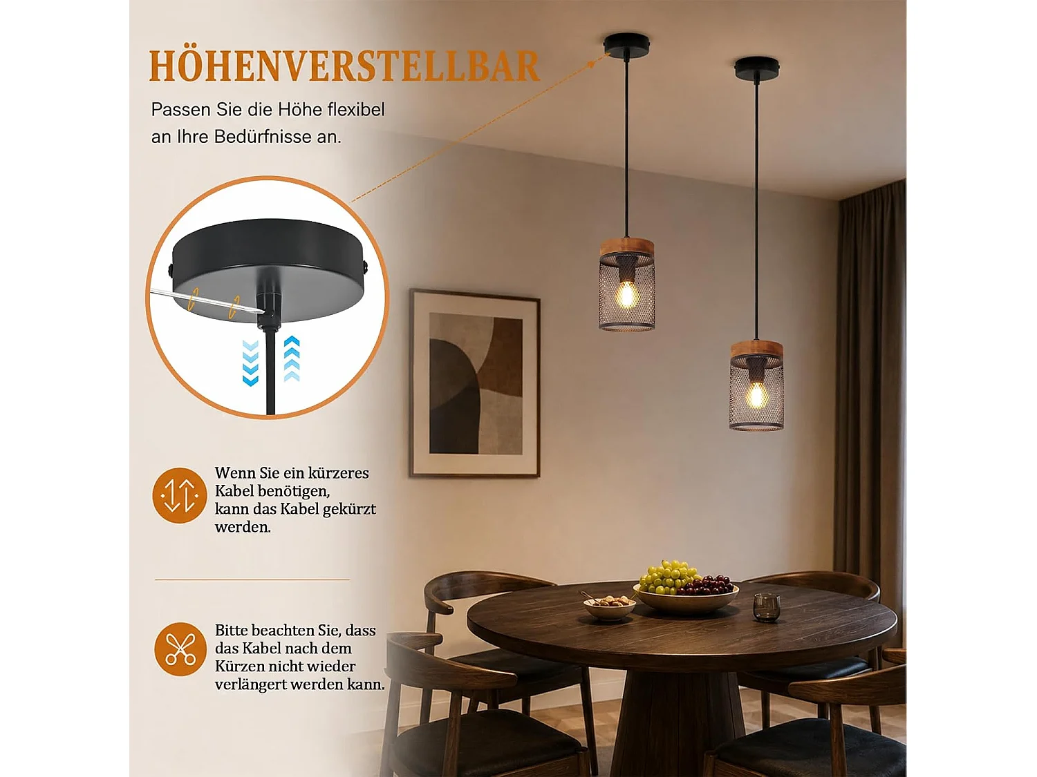 NETTLIFE Sospensione Vintage Nero E14, Lampadario Industriale con Paralume in Vetro, Lampada a Sospensione per Tavolo da Pranzo, Cucina (Senza Lampadina)