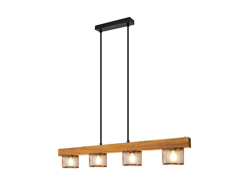 Nettlife Vintage Drewniana Lampa Wisząca 4-ramienna czarna E14 do jadalni salonu