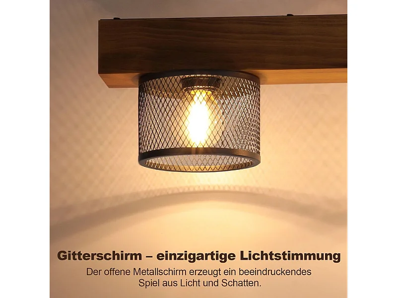 Nettlife Vintage Drewniana Lampa Wisząca 4-ramienna czarna E14 do jadalni salonu
