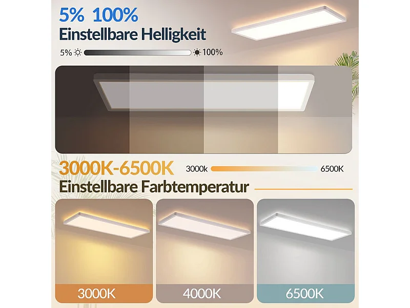 Nettlife - LED-Paneel 58x20 RGB 22W dimmbar schwarz Klasse C