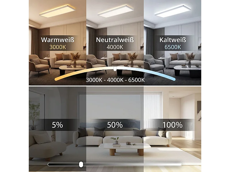 Nettlife – LED-Panel rechteckig 58x20, 22W, dimmbar, weiß, Klasse D