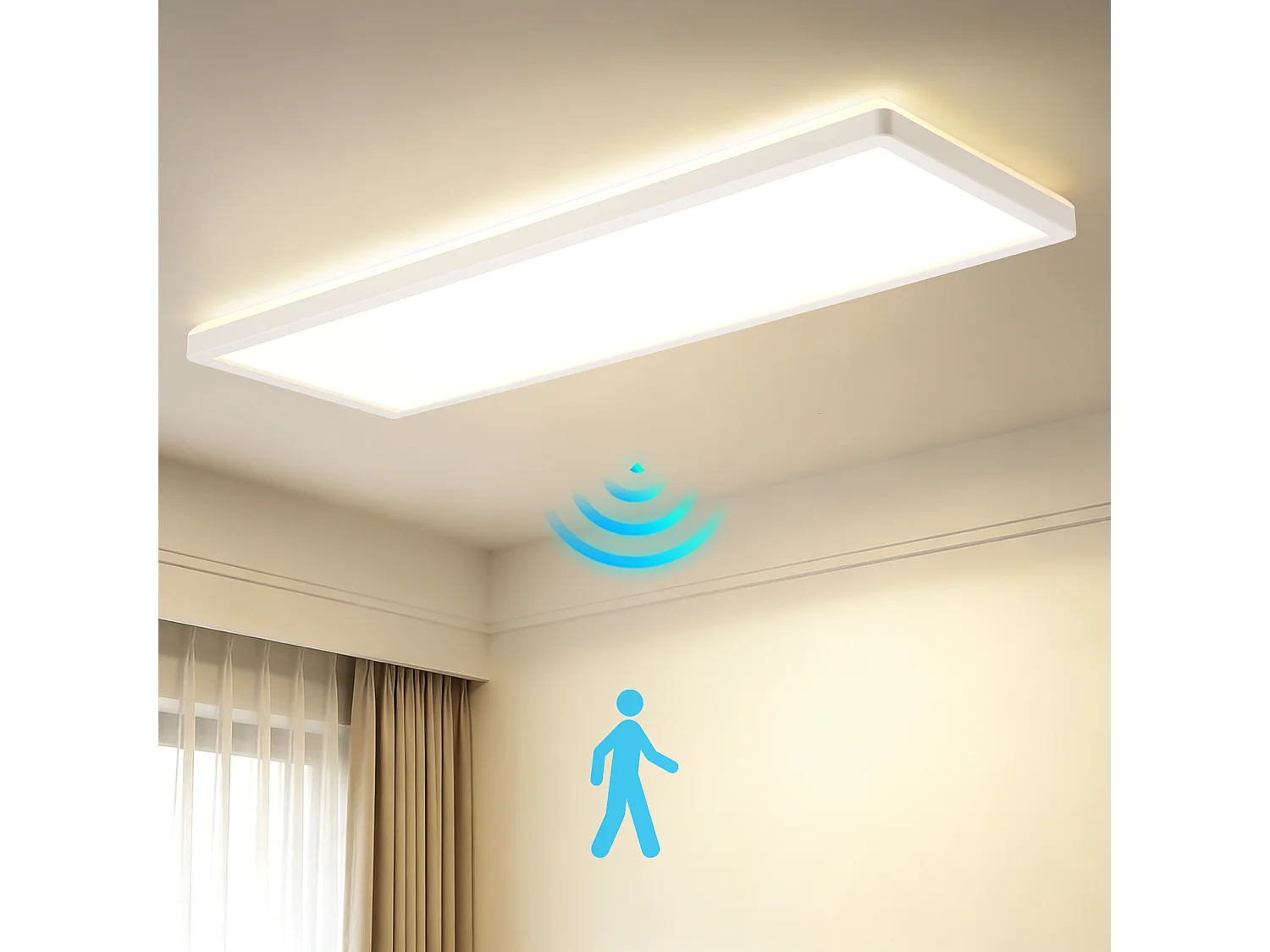 Nettlife - LED-Deckenleuchte 24W 3600lm 4000K mit Bewegungssensor 120° 58x20cm Klasse D