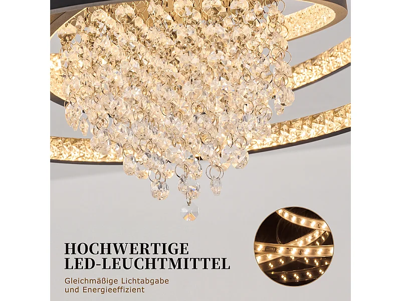Nettlife Plafonnier LED Noir 40 W Moderne, Luminaire en Verre 3000 K Blanc Chaud, Lampe de Plafond pour Salon, Chambre, Cuisine, Bureau, Couloir, Design épuré