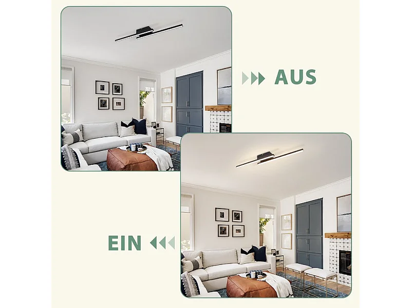 Nettlife LED-Deckenleuchte Schwarz 12W 3000K Modern für Wohnzimmer, Schlafzimmer, Flur, Küche [Klasse E]