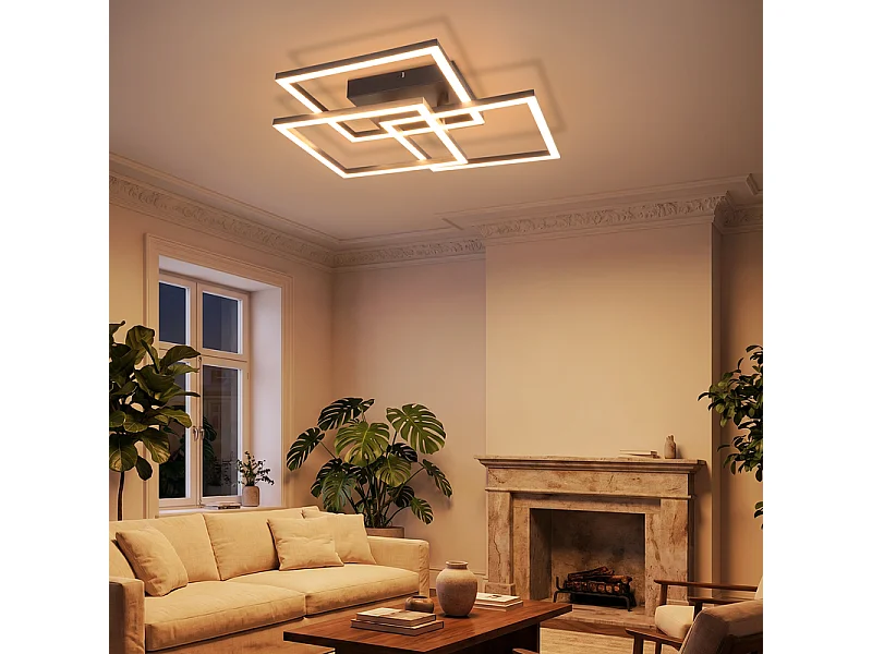 Nettlife LED Deckenleuchte Dimmbar 31W mit Fernbedienung eckig Wohnzimmer Schlafzimmer Küche Büro (Klasse D)