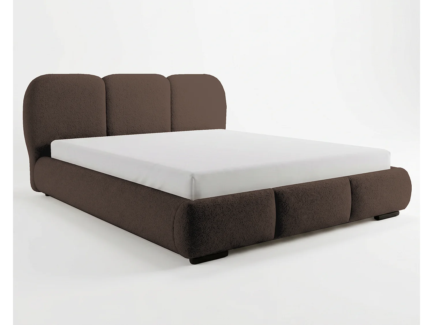 BESILIO Bed met opbergruimte en lattenbodem 160x200 Holi – tweepersoons gestoffeerd bed van bouclé-/teddystof – Bruin