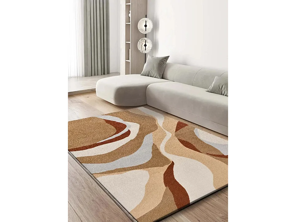 Tapis intérieur - abstrait - beige / rouille - 200 x 290 cm - ASTRA