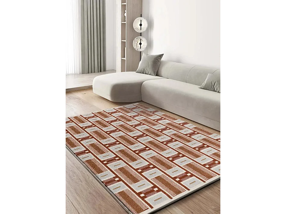 Tapis intérieur - géométrique - rouille - 160 x 230 cm - ASTRA