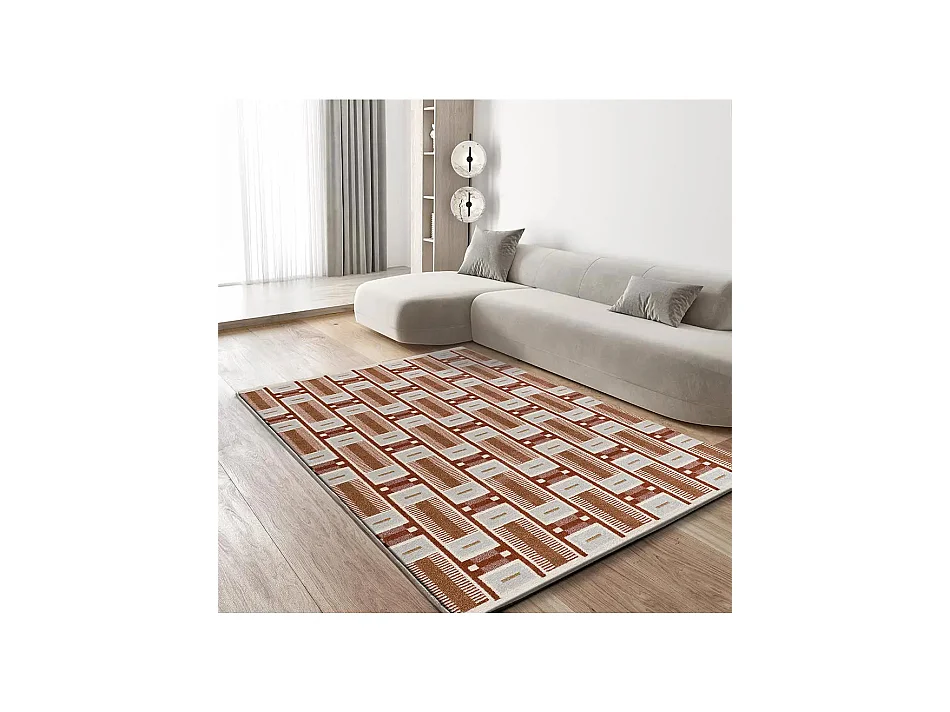 Tapis intérieur - géométrique - rouille - 160 x 230 cm - ASTRA