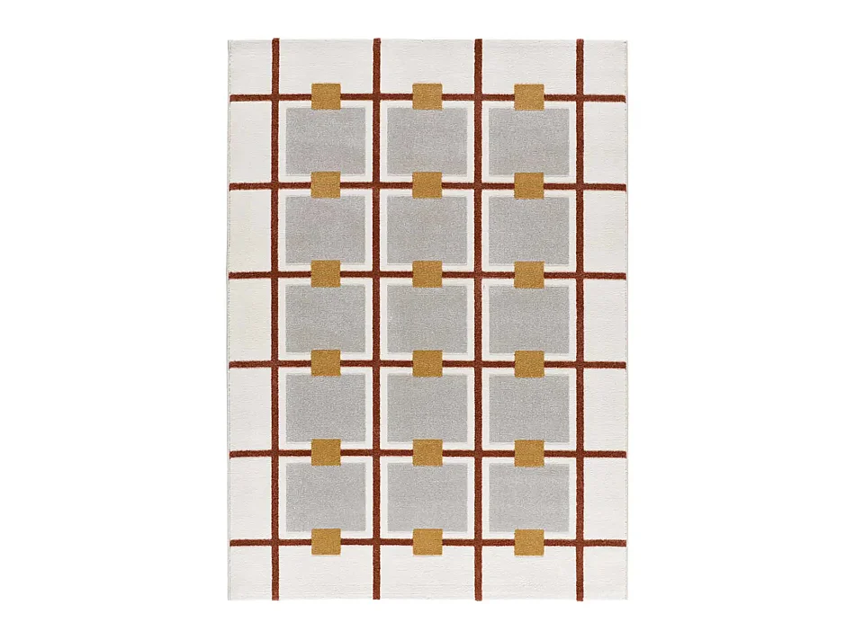Tapis intérieur - géométrique avec relief - blanc / rouille - 160 x 230 cm - AMARA