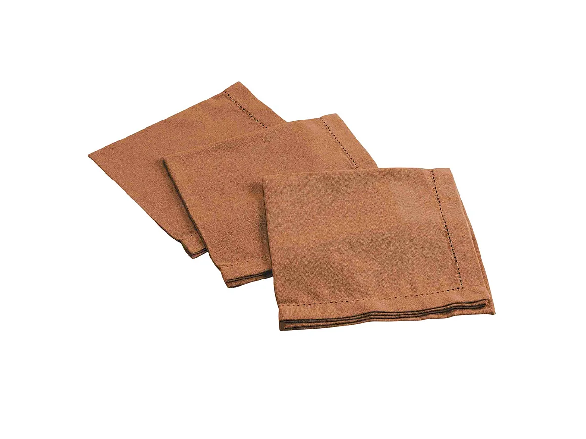 Lot de 3 Serviettes de Table "Charline" 40x40cm Mocha