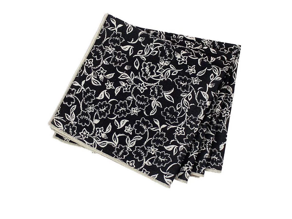 Lot de 4 Serviettes de Table "Linette" 40x40 Noir & Écru