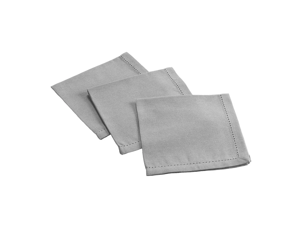 Lot de 3 Serviettes de Table "Charline" 40x40cm Gris