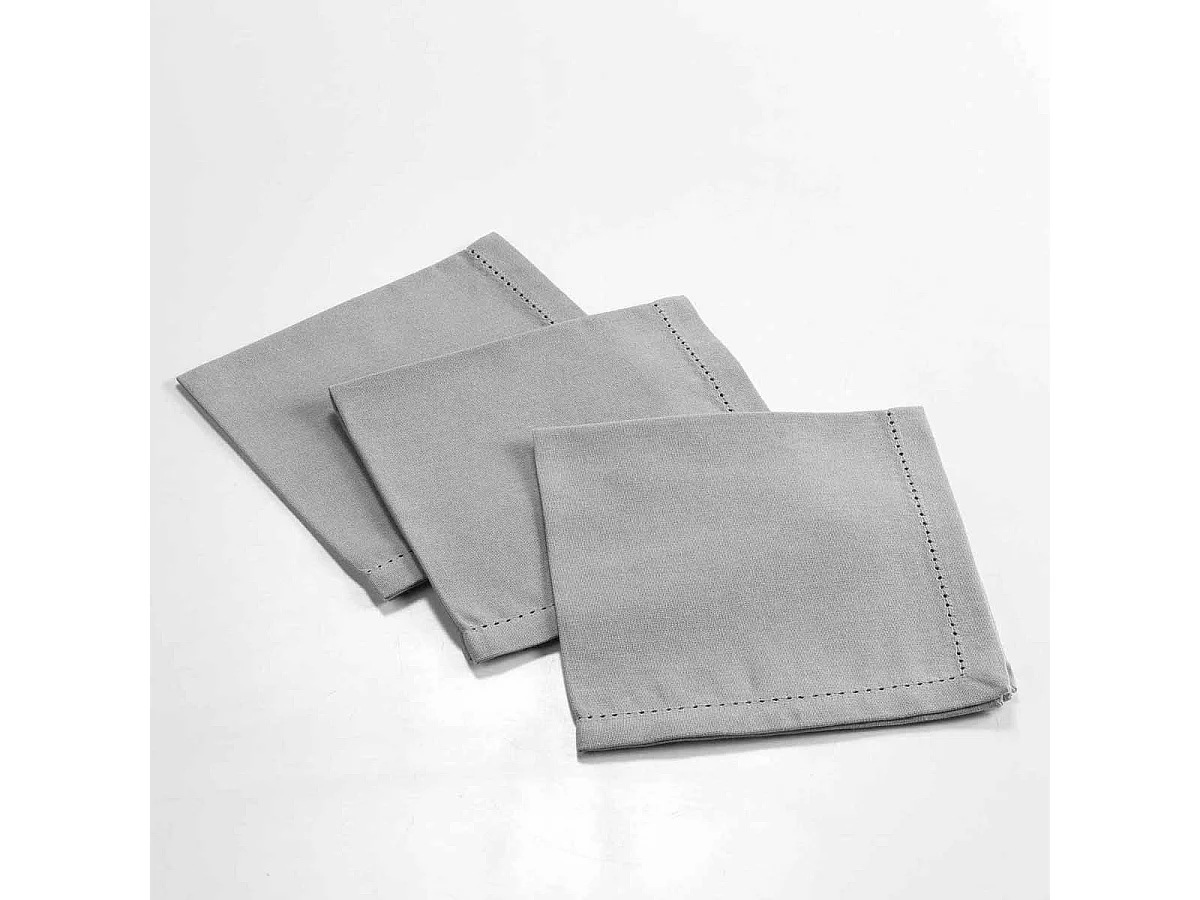 Lot de 3 Serviettes de Table "Charline" 40x40cm Gris