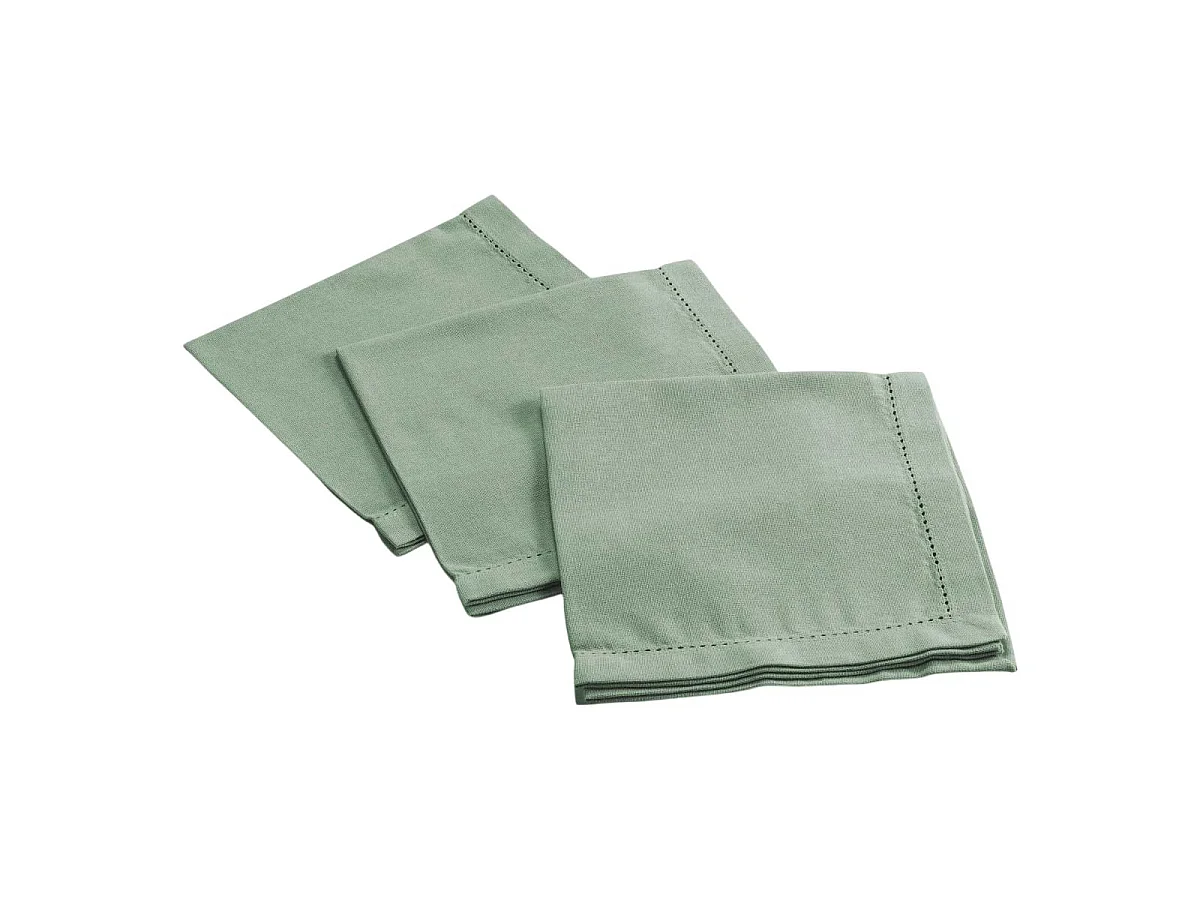 Lot de 3 Serviettes de Table "Charline" 40x40cm Vert Cèdre