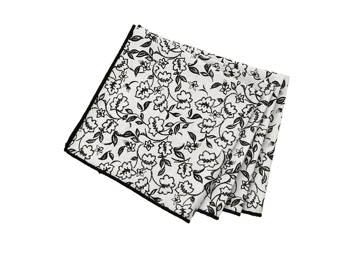 Lot de 4 Serviettes de Table "Linette" 40x40 Écru & Noir