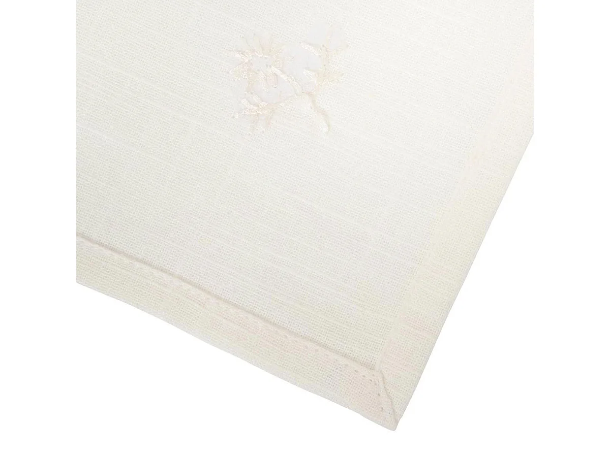Lot de 4 Serviettes de Table Brodé "Joy" 40x40cm Blanc