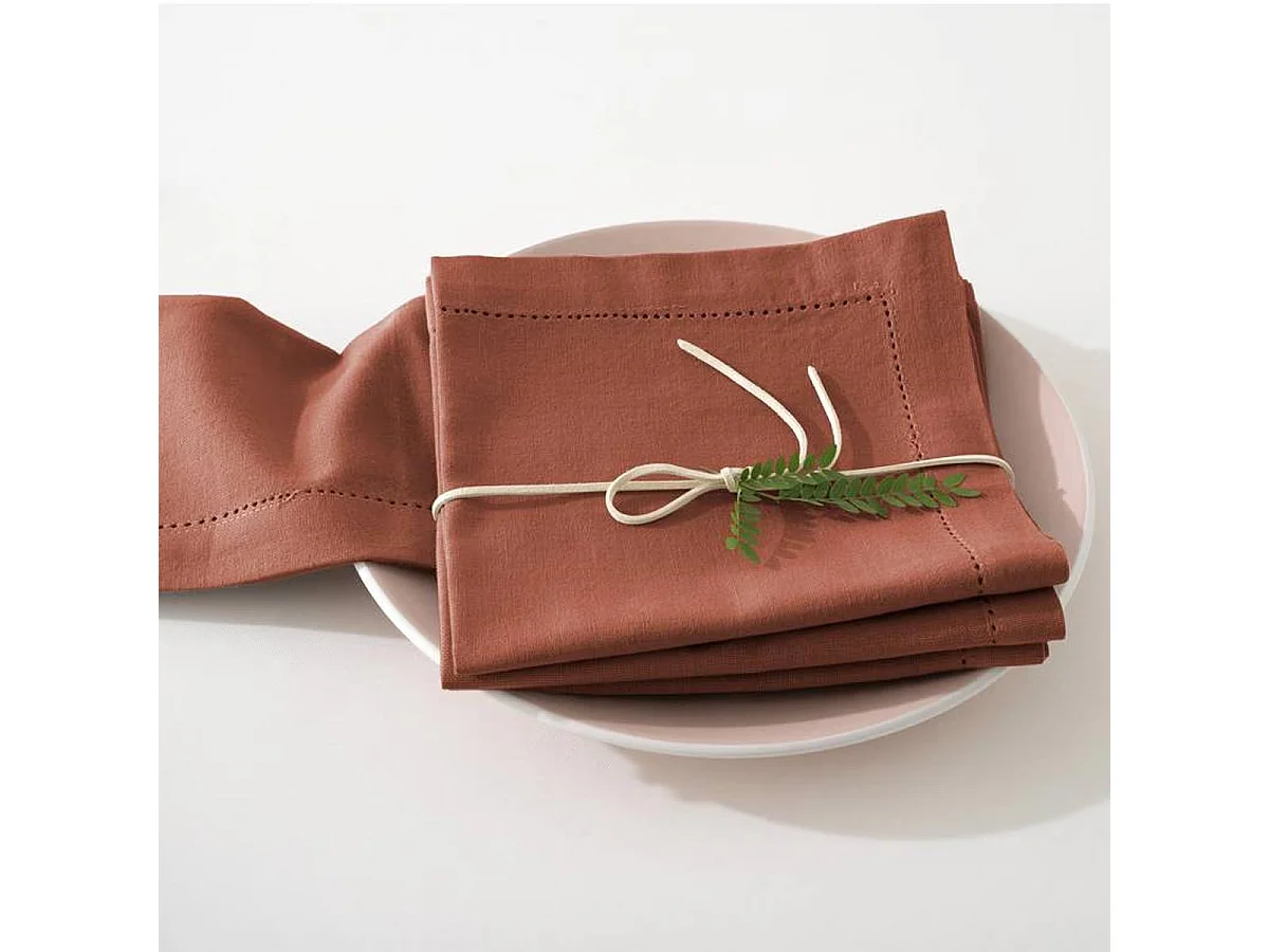 Lot de 4 Serviettes de Table "Jane" 40x40cm Terracotta