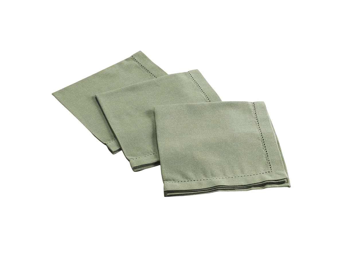 Lot de 3 Serviettes de Table "Charline" 40x40cm Kaki