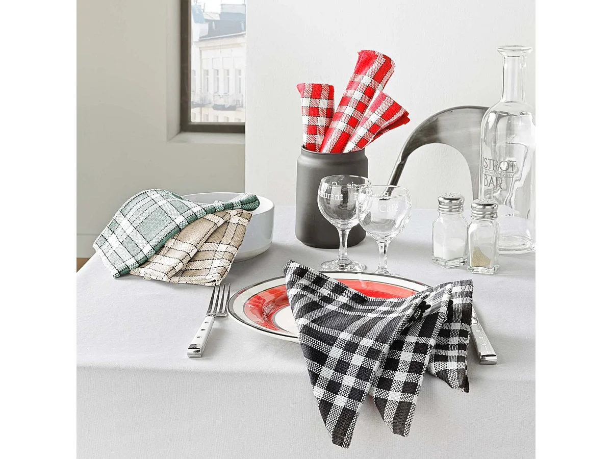 Lot de 3 Serviettes de Table "Traditio" 45x45cm Vert Cèdre